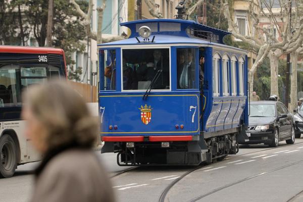 El Tranva Blau de Barcelona fuera de servicio por obras 