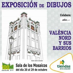 Valencia Norte acoge sendas exposiciones de dibujos y sellos con motivo del centenario de  la estacin