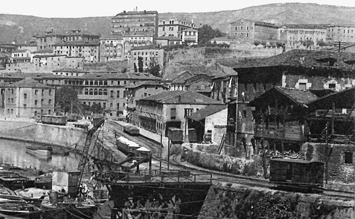 Vista de la estacin de Atxuri, a finales del siglo XIX. Archivo EuskoTren/Museo Vasco del Ferrocarril.